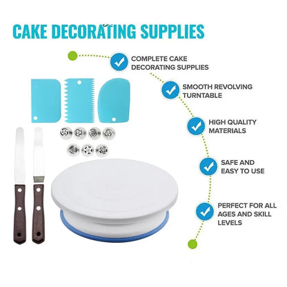 Cake Decorating Tools Kit Piping Tips Pastry Icing Bags Nozzles Cream Scrapers Turntable Baking Supplies кухонные принадлености