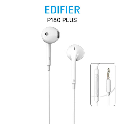 Edifier P180 Plus Wired Earphones 3.5mm Earphones AUX Line-In Control Clear Phone Call with Microphone