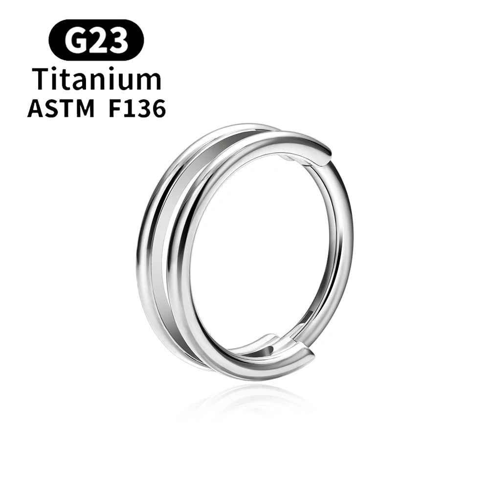 ASTM F136 Titanium 16G Hinged Nose Ring CZ Septum Clicker Cartilage Hoop Earrings Tragus Rook Daith Conch Helix Piercing Jewelry