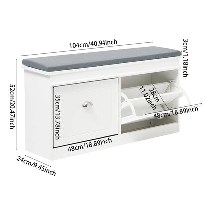【Breeins】Flip Down Shoe Bench Cabinet, Shoes Rack Storage Organizer Shelf Home Decoration For Entryway