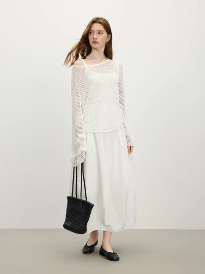 FSLE Elegant Commuting Style Flower Bud Skirt for Women Summer 2025 New Arrival with Attached Waistband Anti-Wrinkle 25FS12515