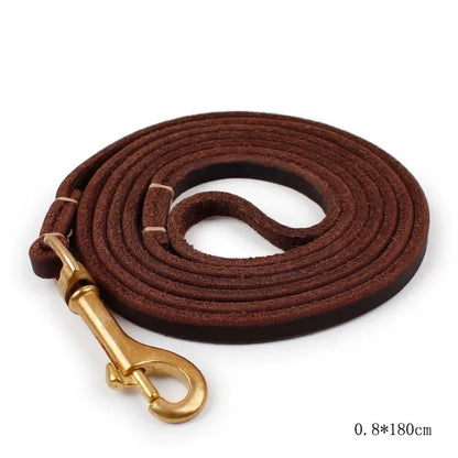 SYDZSW Pet Supplies Genuine Leather Dog Leash Wholesale Grade Copper Hook Large Dog Leash Labrador Shepherd Dog Products 0.8cm