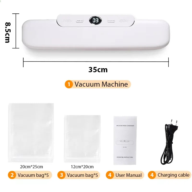 Electric Food Vacuum Sealer Machine And Storage Bags One Touch Fast Vacuuming For Wet Or Dry Food Kitchen Vacuum Sealing Machine