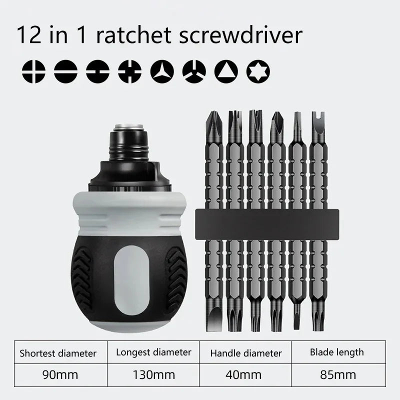 New Ratchet Screwdriver Set Dual-Purpose Short Shaped Radish Head Screwdriver High Hardness Labor-Saving Screwdriver DIY Tools