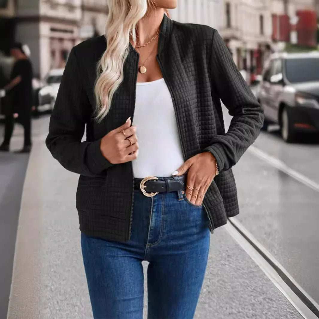 2024 autumn and winter independent station cross-border European and American new fashionable solid color small style jacket jac