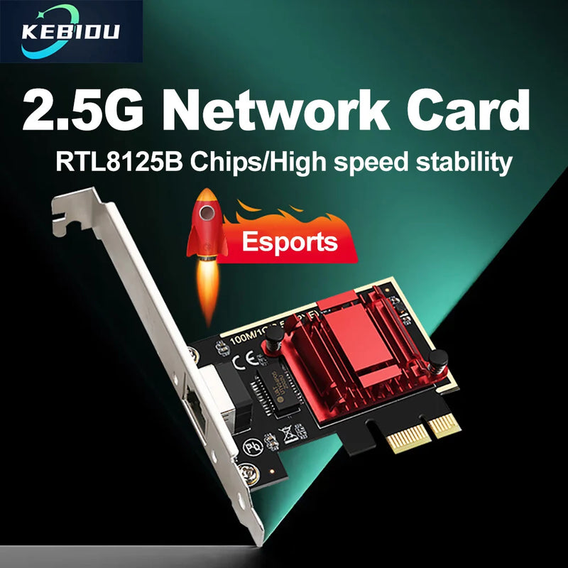 2.5G PCI-E Network Card RTL8125B Chip Gigabit Ethernet PCI Express Network Card 10/100/2500Mbps 1Gbps/2.5Gbps RJ45 LAN For PC