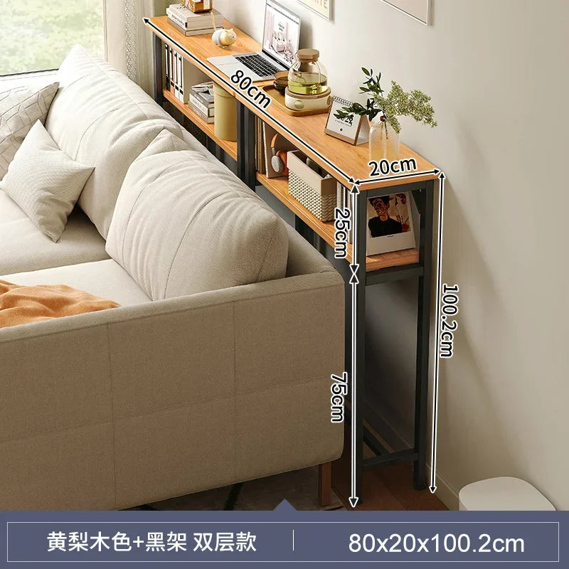Multi-functional Living Room Long Partition Rack Bed Tail Storage Table Rear Sofa Gap Narrow Side Table Space-Saving Furniture