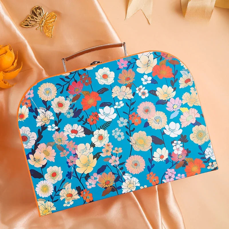 Portable Storage Box Suitcase Paperboard Boxes Case Small Handheld Decorative Gift Cardboard Stationery Organizer chesttravel