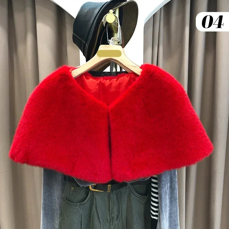 110cm Fur Shawl Wedding Wrap For Formal Dress Cheongsam Married Outerwear Bridal Cape Autumn Winter Jacket Bolero
