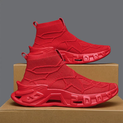 Men's Outdoor Sports Shoes - High-Top Sports Shoes Are Novel and Fashionable, Non-Slip and Durable, Suitable for All Seasons,