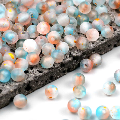 Frosted Round Dot Gold Acrylic Crystal Beads Glass Spacer Loose Beads 8mm For Jewelry Making Bracelet DIY Pen Beads Accessories