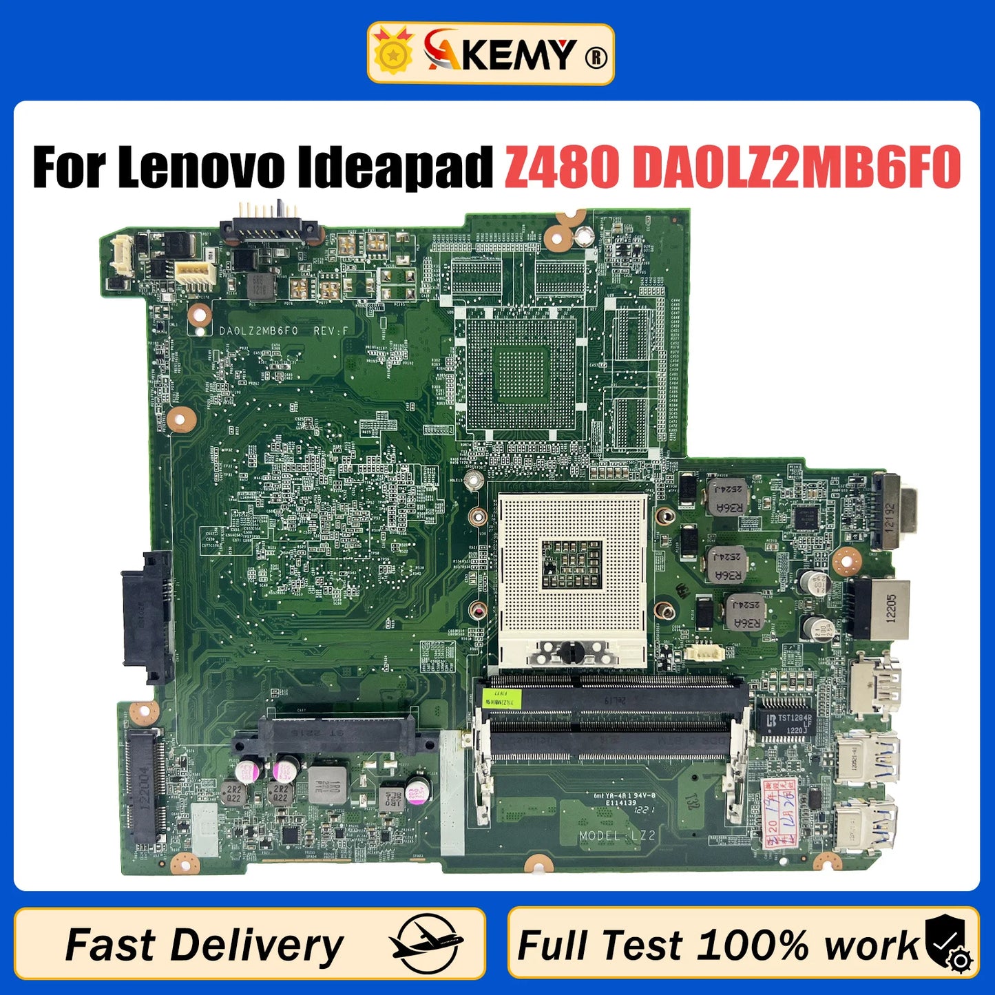 AKEMY DA0LZ2MB6F0 Mainboard For Lenovo Ideapad Z480 Laptop Motherboard 11S90000123 90000123 DDR3 100% Tested Fully Work