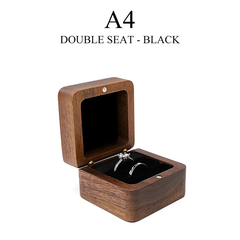 Vintage Wooden Ring Box Jewelry Organizer Square Wood Grain Wedding Rings Holder Earrings Jewelry Display Packaging Gift Boxes