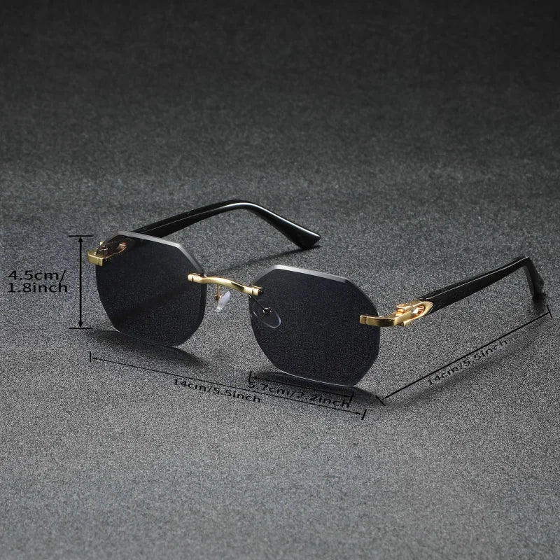 1PC Fashionable Design Sunglasses, Frameless, Suitable For Both Men And Women, Casual Wear, Holiday Use, Sturdy Glasses