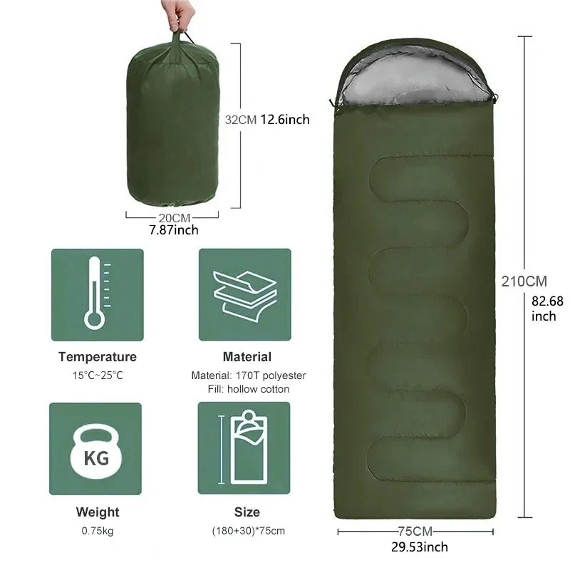 Ultralight Waterproof 4 Season Envelope Sleeping Bag - Warm Camping & Backpacking Bag for Outdoor Hiking