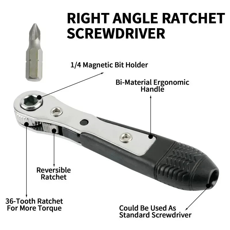 Screwdriver for Narrow Small Space Gap L-shaped Mini 36-tooth Ratchet Two-way Screwdriver Turning Right Angle