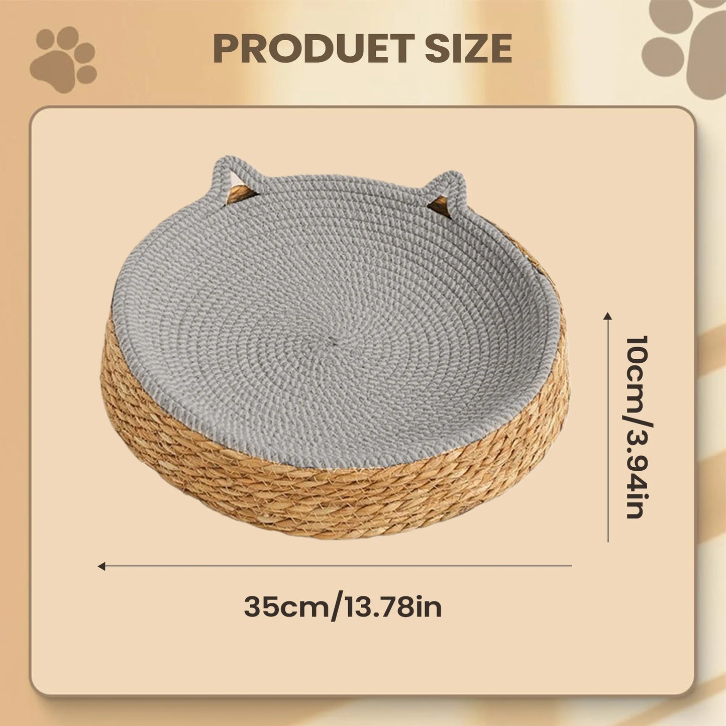 Cat Bed Sofa Cat Scratch Board Wear-Resistant Cat Bed Natural Rattan Weave Dog Cat House Pet Sleeping Bed Pet Supplies