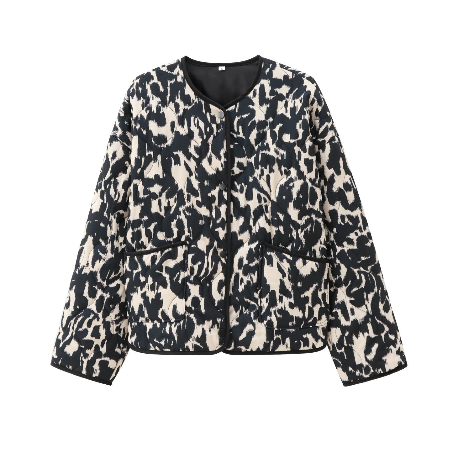 Women Animal Print Quilted Leopard Vintage Woman Jacket Y2K Pocket Ladies Outfit Autumn Winter Girls Chic Clothes 8110/506