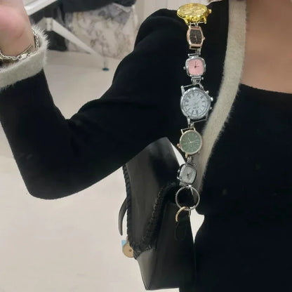 Designer Luxury Saddle Bag Women 2025 New In Fashion Chic Metal Watch Strap Shoulder Bag Trend Graffiti Novelty Female Bags