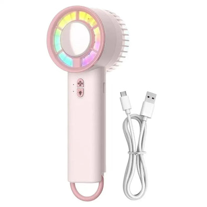 Portable Handheld Electric Fan Powerful 3 Modes Quiet Ventilador with Light for Outdoor Home Tent Trip Desk Car Beach Golf