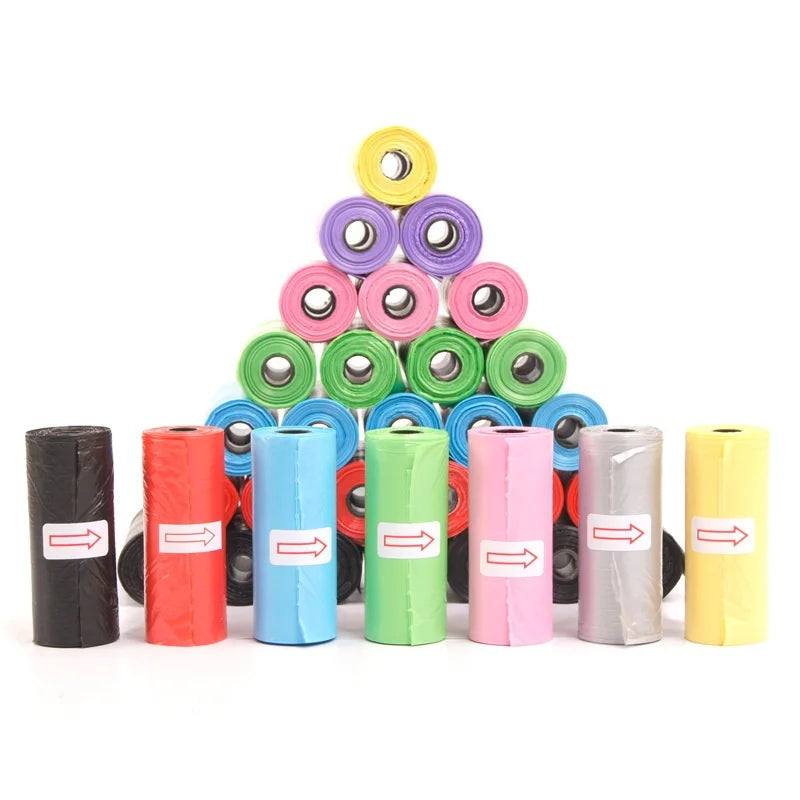 1200pcs Random Color Cartoon Paw Graphic Dog Poop Bags Pet Poop Bags Leak-Proof Dog Waste Bags For Pet Supplies