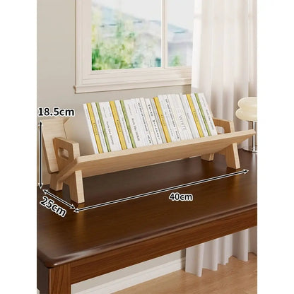 Wood Tilting Bookcase in Living Room/Office Desktop Book Shelf Organizer Bookshelves Storage Rack for CDs/Magazine/Books Display