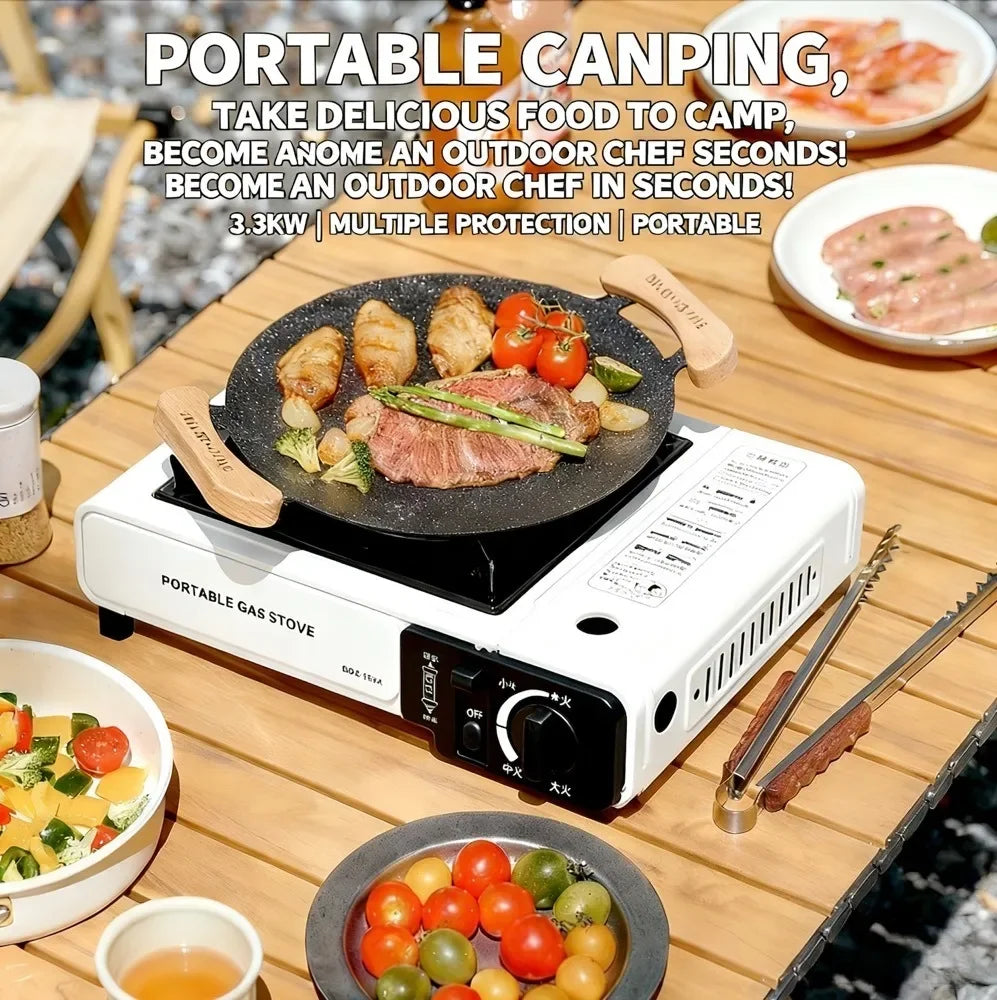 Portable Outdoor Gas Stove, Suitable for Camping, Barbecuing, Hiking, Backyard Cooking, and Home Use Windproof Ring Not Included