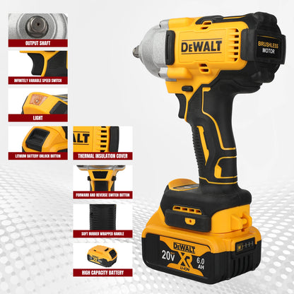 DEWALT 20V Cordless Impact Wrench | High Torque Brushless Motor | Durable Lithium-Powered Tool for Professional Use DCF900