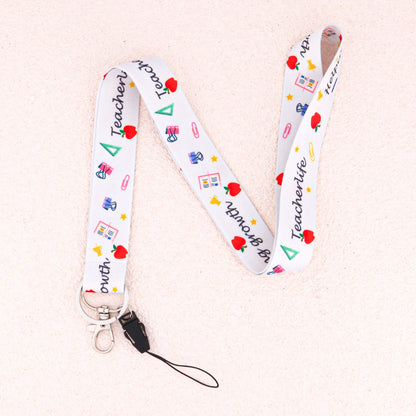 Mobile Phone Teacher Lanyard Fashion Neck Strap Keychain Teacher Lanyard for ID Card Holder Keys Keychain Keyring Gift