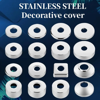 2PCS 1/2"3/4"Faucet Decorative Cover Stainless Steel Water Pipe Connector Heighten Valve Panel Shower Kitchen Faucet Accessories