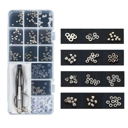 Screwdriver Assorted Kit Glasses Screws Replacement Glasses Screws Sets Sunglass Repair Tool Glasses Screws Eyeglass Nose Pads