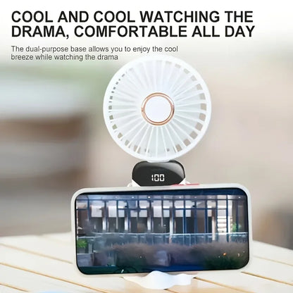Portable Mini Fan With 5 Speeds LED USB Rechargeable Charging Small Foldable Battery Fans Handheld Desk Bedroom Indoor Outdoor