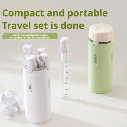 Travel Dispenser Storage Bottle With 4*30ml Inner Bottles -  Leakproof Portable Refillable For Shampoo Conditioner Lotion Toner