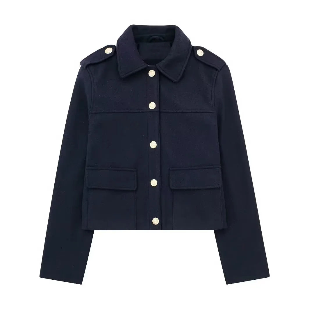 Autumn New Casual And Fashionable Women's Clothing European And American Style Simple And Versatile Shoulder Patch Top Jacket