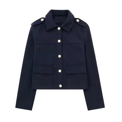 Autumn New Casual And Fashionable Women's Clothing European And American Style Simple And Versatile Shoulder Patch Top Jacket
