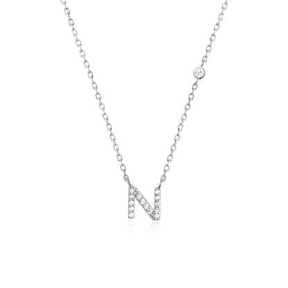 VEWANT New 925 Sterling Silver Monogram Initial Letter A M Pendant Long Chain Necklace Crystal Fine Jewelry Luxury Fine Jewelry