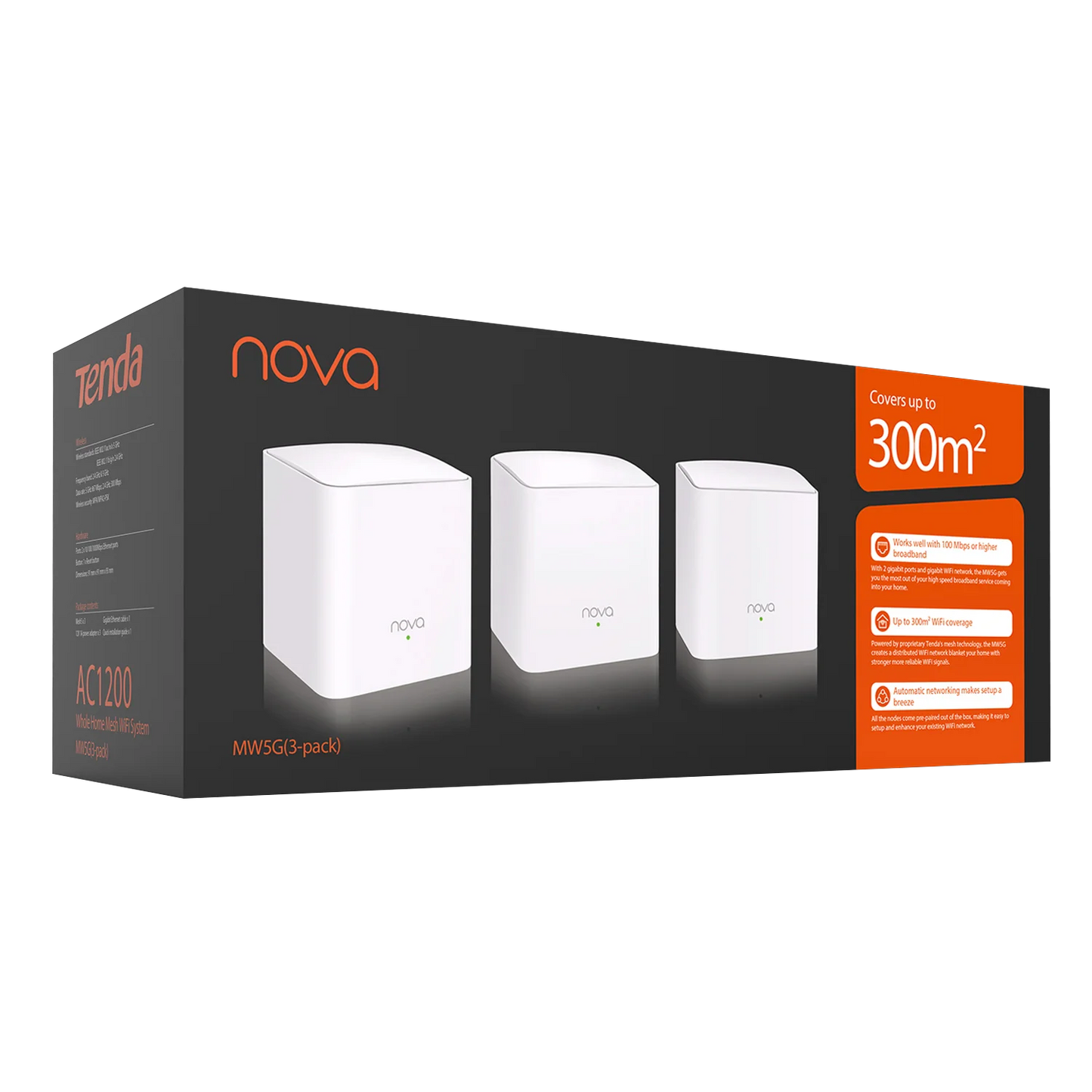 Tenda MW5G Nova Mesh WiFi System 2.4&5Ghz Dual-Band AC1200 Whole Home Gigabit Network Router Extender Covers up to 6000 sq.ft