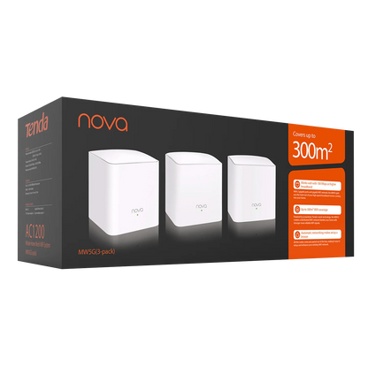 Tenda MW5G Nova Mesh WiFi System 2.4&5Ghz Dual-Band AC1200 Whole Home Gigabit Network Router Extender Covers up to 6000 sq.ft