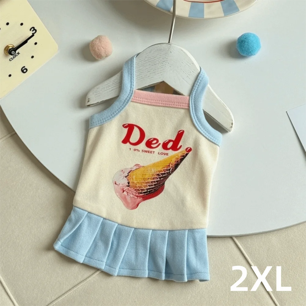 Cartoon Print Pet Ice Cream Camisole Vest Thin Breathable Comfortable Clothing Small Dog Dress Pet Tank Top Puppy Teddy
