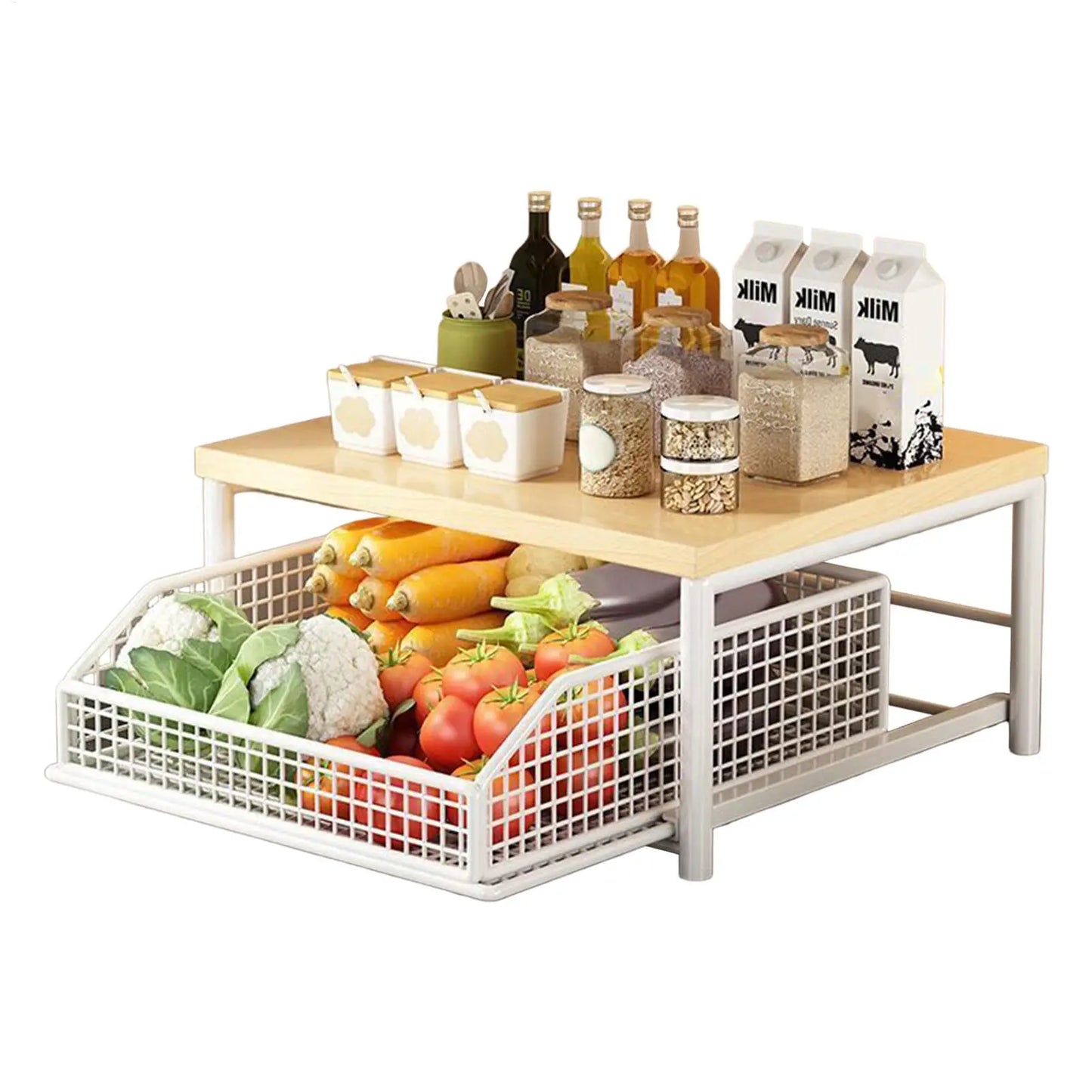 Kitchen Rack Vertical 2-Tier Organizer Rack Household Organizer Shelves for Pantry Kitchen Bathroom Garage Shower Bar Apartment