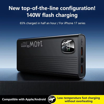 Lenovo 140W 500000mAh Power Bank Super Fast Charging Large Capacity Intelligent Digital Display Power Bank For IPhone For Xiaomi