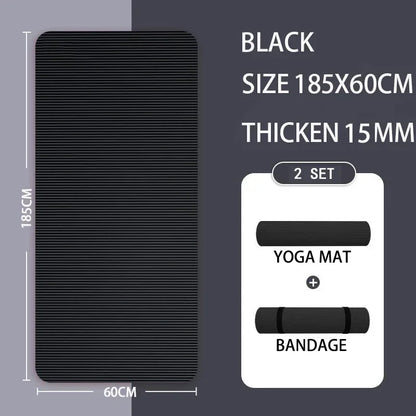 15mm Thick Yoga Mat Anti Slip Environmental Sports Fitness Mat NBR Comfortable Foam Yoga Mat for Family Exercise Yoga Pilates