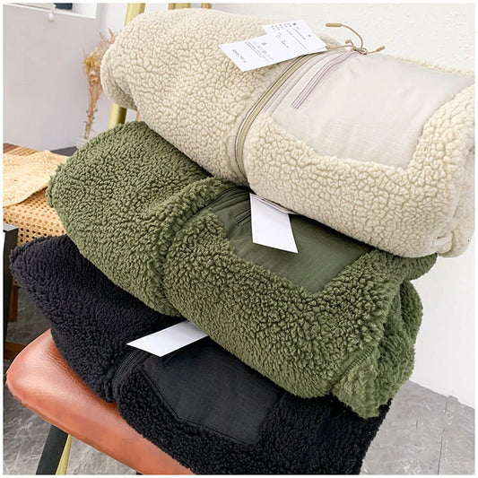 Women Lamb Wool Coats Jackets Stand Collar Zipper Coat Thick Warm Y2k Streetwear Jacket Work Outerwear Autumn Winter 2025
