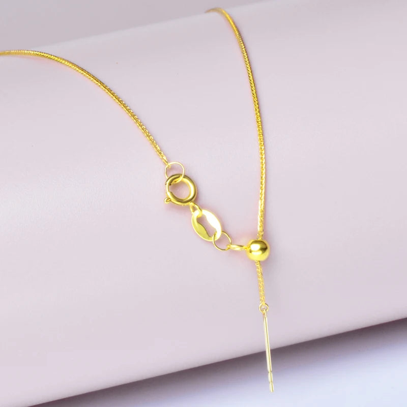 Pure 18K yellow gold necklace Fine Jewelry Needle Chopin au750 Fine Jewelry Chopin chain versatile party gift for women x534