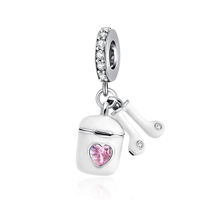 Guitar Microphone Music 925 Sterling Silver Charm Pendant Suitable Fit Original Bracelet Necklace keychain Jewelry Accessories
