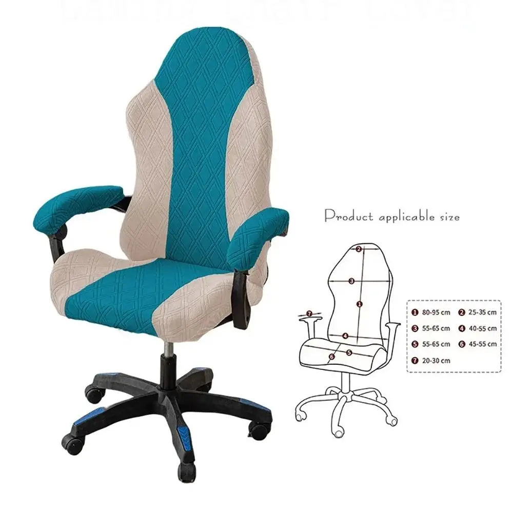Office Computer Chair Cover Spliced Color Patchwork Elastic Fleece Jacquard Stretch Gaming Chair Cover With Armrest Cover