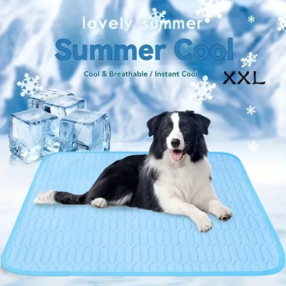 Pet Summer Cooling Mat, Ice Silk Sleeping Pad for Dogs & Cats, Breathable Latex Mattress, Anti-Slip Pet Bed for All Seasons