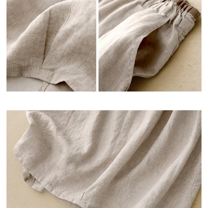 Linen Skirt Women's Spring and Summer New Korean Style Fashionable Artistic Elegant Chic All-match High Waist A- Line Skirt