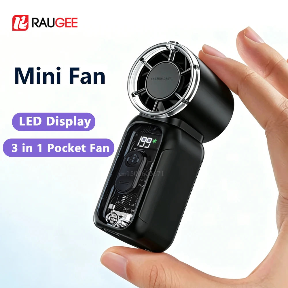 Portable Handheld Fan Mini USB Rechargeable Hand Fan Outdoor Personal Pocket Fan With Digital Display Small Hand Hold Fan