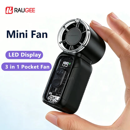 Portable Handheld Fan Mini USB Rechargeable Hand Fan Outdoor Personal Pocket Fan With Digital Display Small Hand Hold Fan